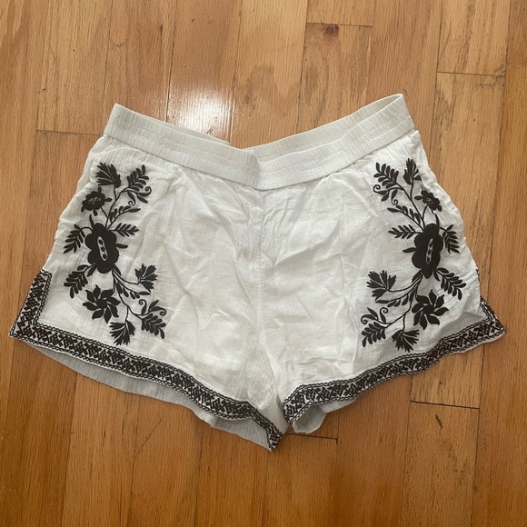 J. Crew Pants - J. Crew Cream Shorts with Black Embroidery